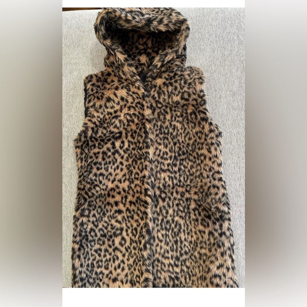 YMHY Tiger Stripe Sherpa Hooded Vest Size Small - New